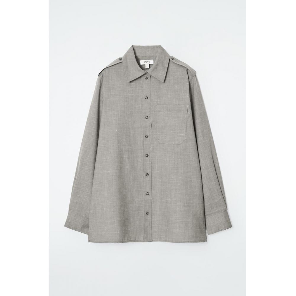 

Cos Japan Epaulette Detail Wool Shirt light brown/32