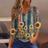 Women's T Shirt Tee Print Button  3/4 SleeveDaily Weekend Fashion Basic V- Neck Regular Top