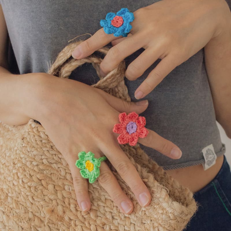MERRYMOTIVE Summer Knit flower ring (3colors)