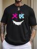 Cross eyed smile pattern print mens pattern Tshirt summer casual and comfortable