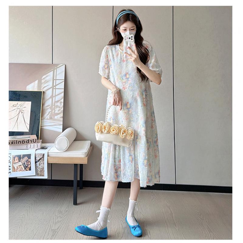 Elegant Loose-Fit Summer Maternity Dress 2025 M