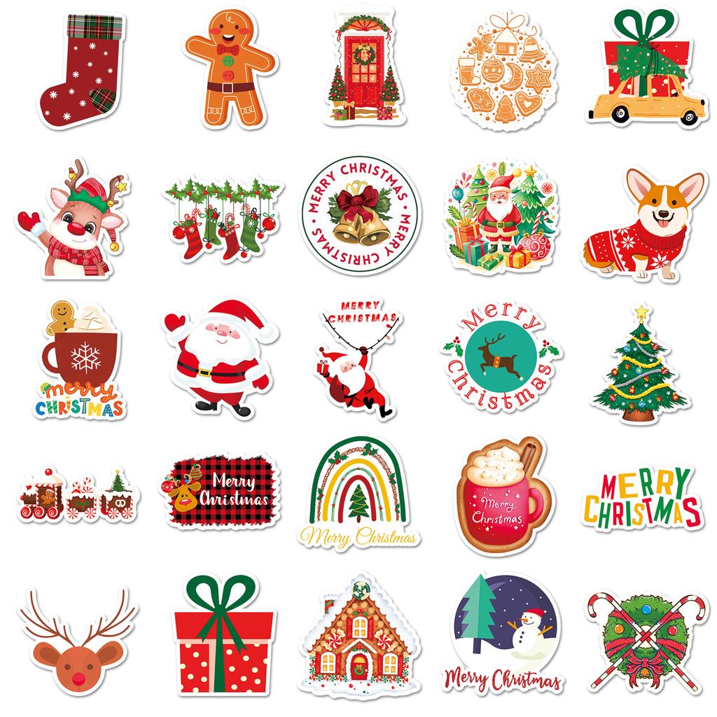 100 Christmas Cartoon Stickers, Christmas WaterproofDecoration, Guka Material, And Epoxy Resin Planner Stickers
