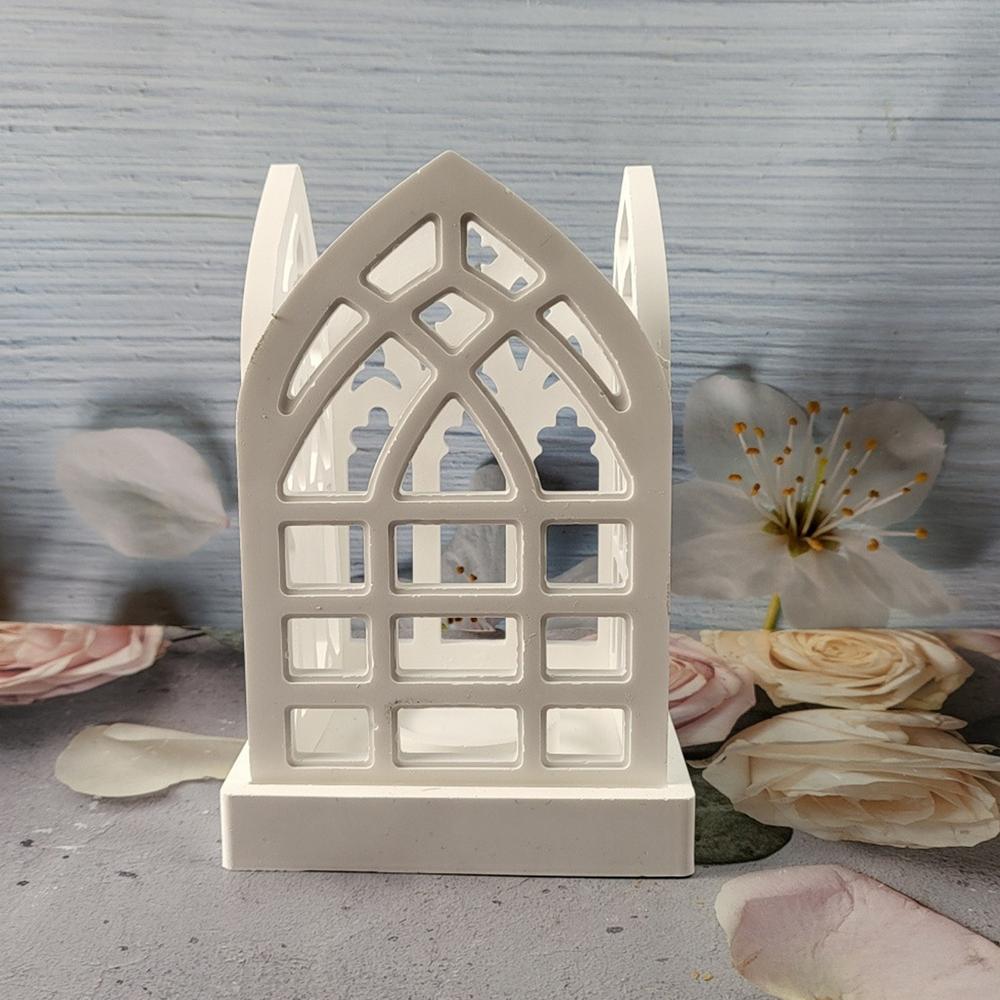 Candlestick Molds Silicone Silicone Molds Plaster Mold Gothic Decor House Shape Resin Molds Candle Holder Molds Resin Casting