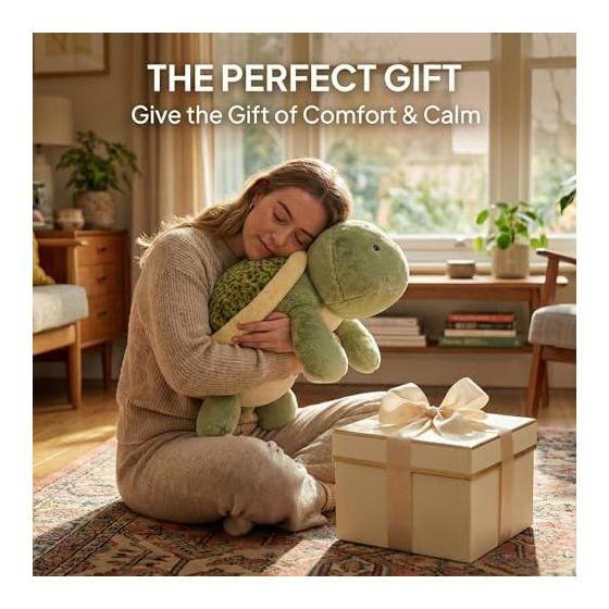Plush Large Turtle Weighted Body Pillow Cute Stuffed Animal Chewy Hug Pillow Comfortable Fluffy Fluffy Funny Birthday Gift Celebration Christmas