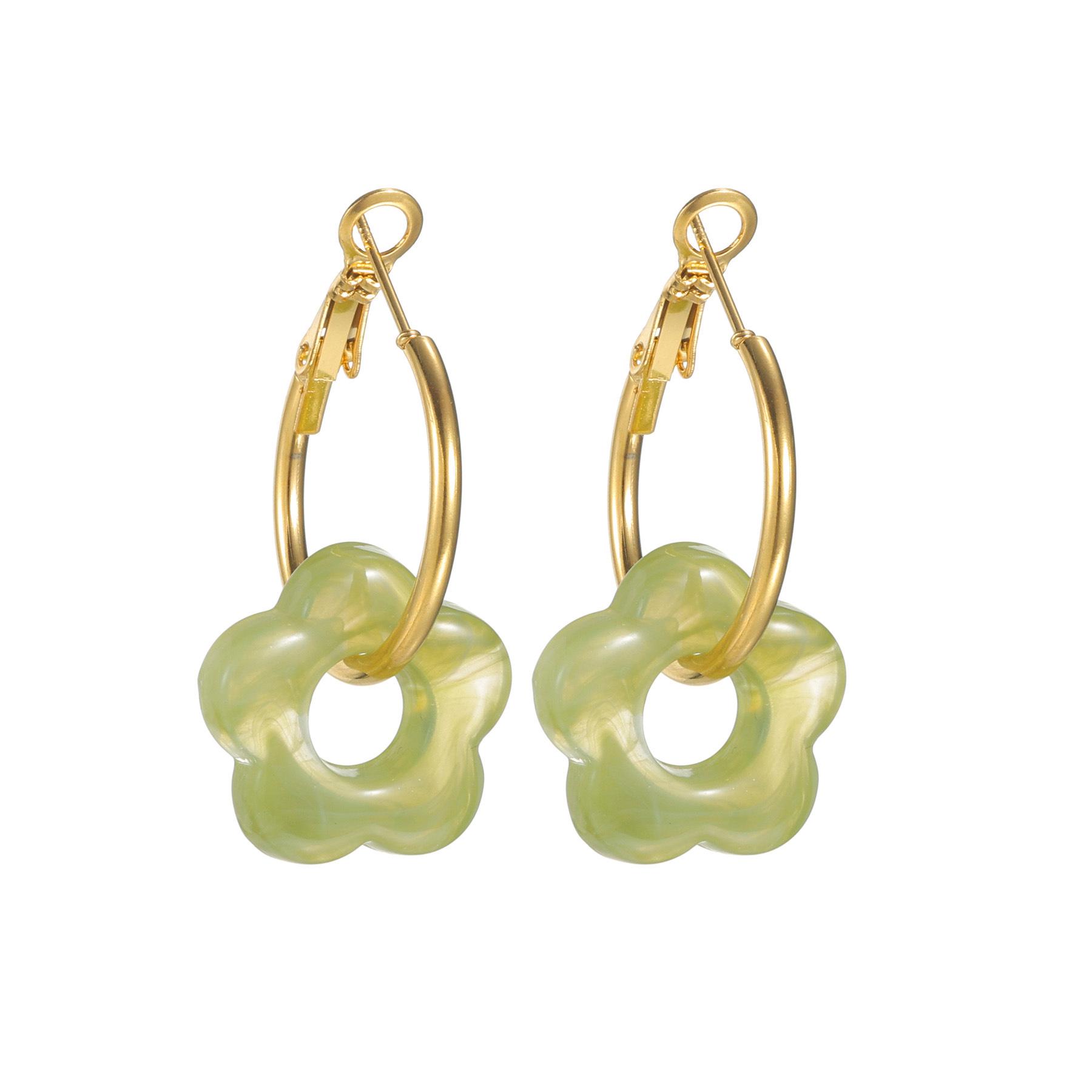 

Macaron Color Flower Tassel Earrings, 18K Gold-Plated, Light Luxury Versatile, Niche High-End. светло-зеленый