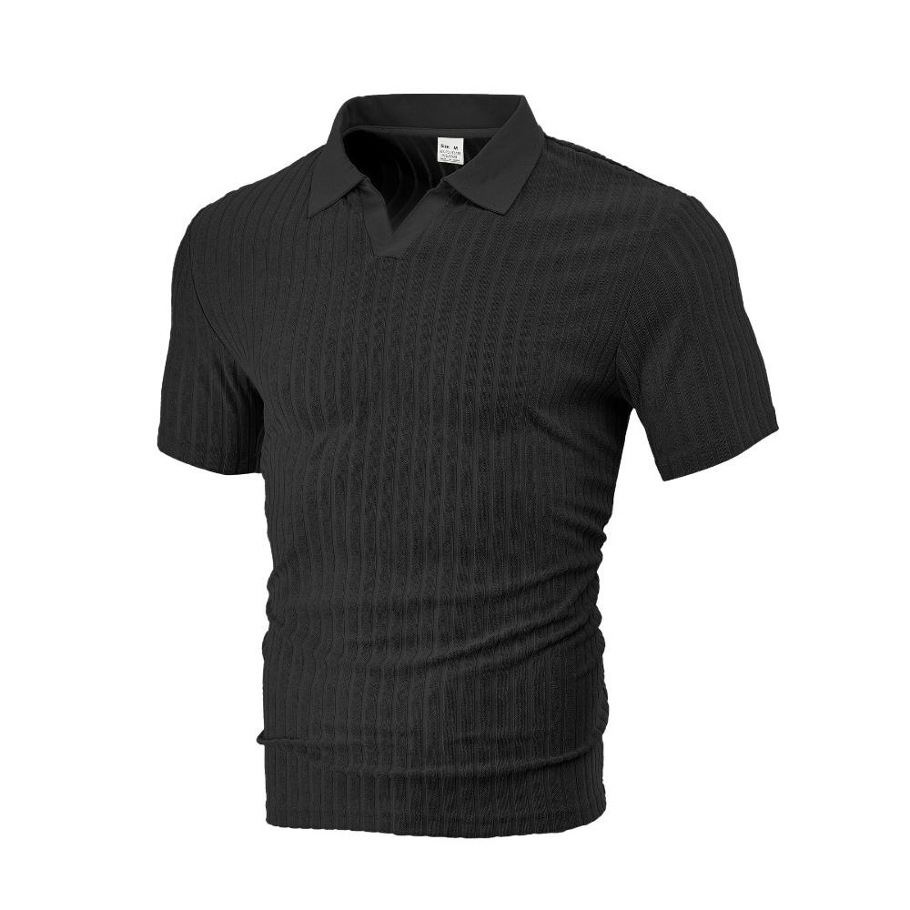 Summer Men's New Style Casual Breathable Short-sleeved T-shirt, Jacquard Polo Shirt, Striped Short-sleeved Shirt