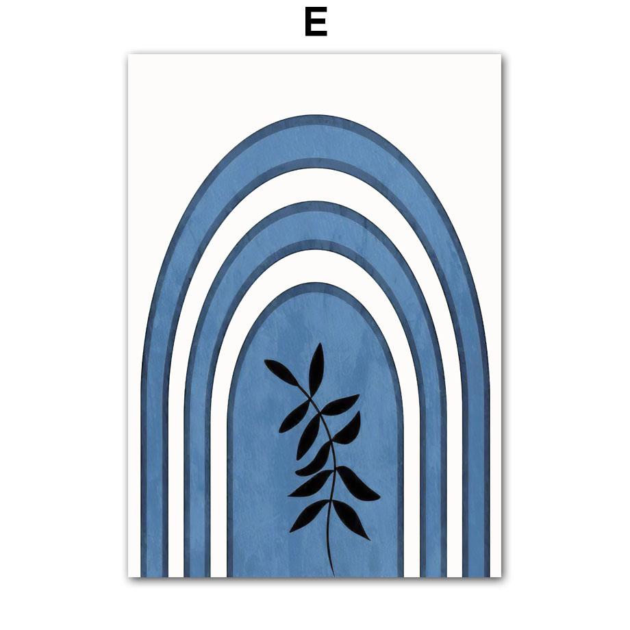 Mountain Sun Lines Rainbow Leaves Geometry Wall Art Canvas Painting Abstract Posters Prints Pictures For Living Room Home Decor