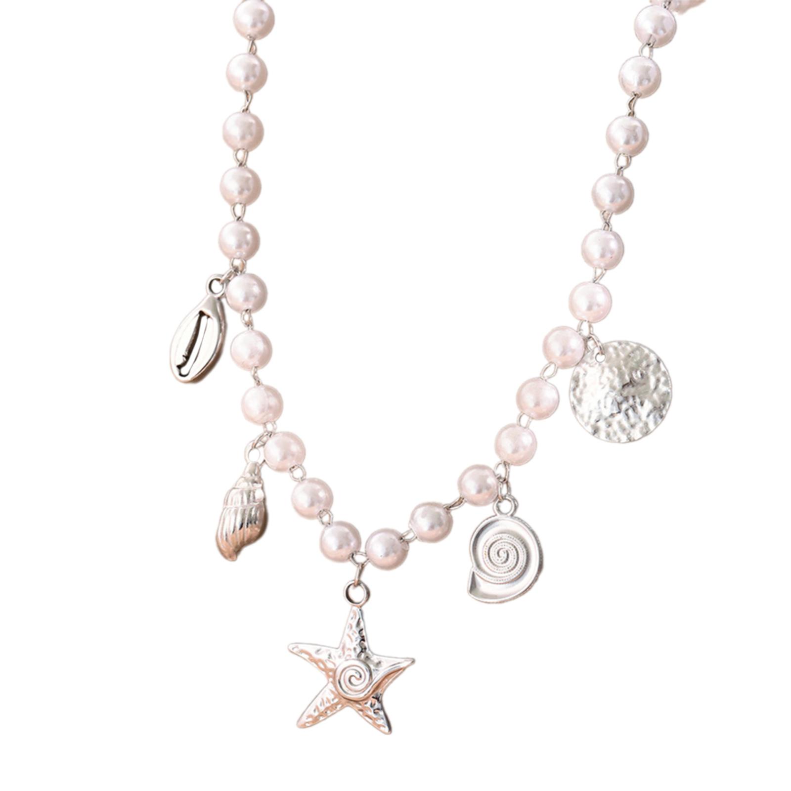 

Ocean Inspired Starfish Pendant Necklace With Faux Pearl Charm And Adjustable Alloy Chain For Fashion Forward Women B