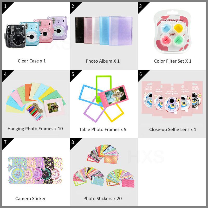 Fujifilm Instax Mini 11 Camera Accessories Bundle Kit Shoulder Bag Case 64 Pockets Photo Album Film Frames Filters Selfie Set