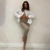 Skinny Knitted High Waisted Step-On-Foot Pants Warm Winter Slim Elastic Waist Leggings Casual Streetwear Female