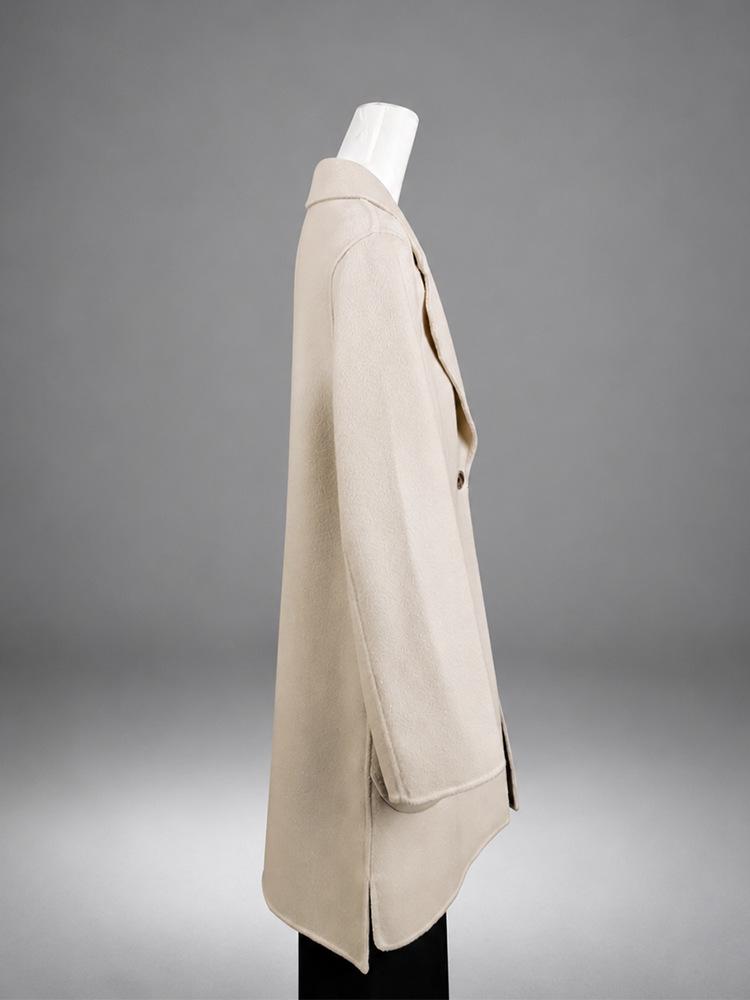 2026 Autumn/Winter Women's Petite Double-Sided Cashmere Lapel Coat - Short Solid Color Woolen