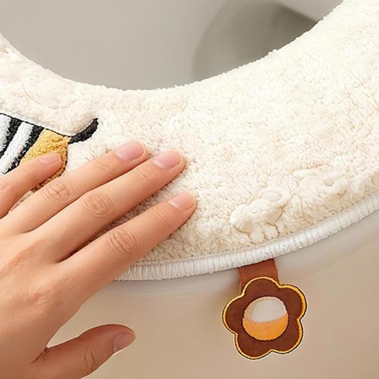 Copriwater Migliorato Design con Cerniera Facile Installazione Impermeabile Tessuto Peluche Morbido Motivi Animali Vestibilità Elastica Copriwater