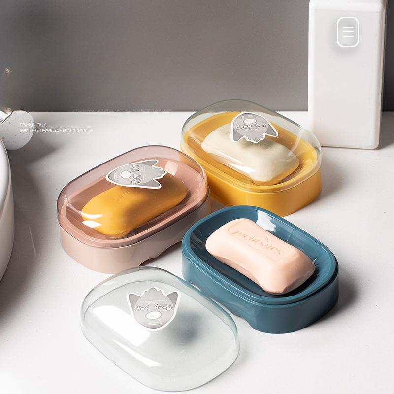 Light Luxury Travel Sealed Soap Box with Lid Washbasin Home Soap Box Cartoon-shaped Soap Storage Rack
