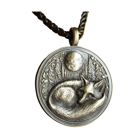Collana con Pendente Luna Foresta Animale Viaggiatore nella Foresta Pendente Collana Stile Retrò Gioiello Regalo per Amanti della Natura