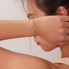 Retro Hong Kong-Inspired Exquisite Women's Bracelet: 18K Gold Titanium Steel with Zircon Square Pendant Beads.
