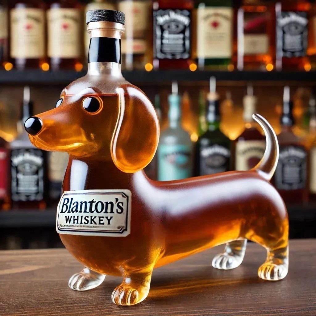 Dackel Hund Whiskeyflasche, 3D Lustige Glas Dackel Whiskeyflasche, Hund Dekanter Weinbehälter für Whiskey-Liebhaber Hunde-Liebhaber
