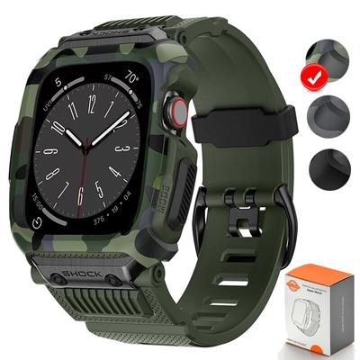 Camouflage Sport Case+Strap For Apple Watch 9 8 7 SE 6 Band Waterproof Drop-Resistant Iwatch Series 45mm 44mm 42mm Mod Kit