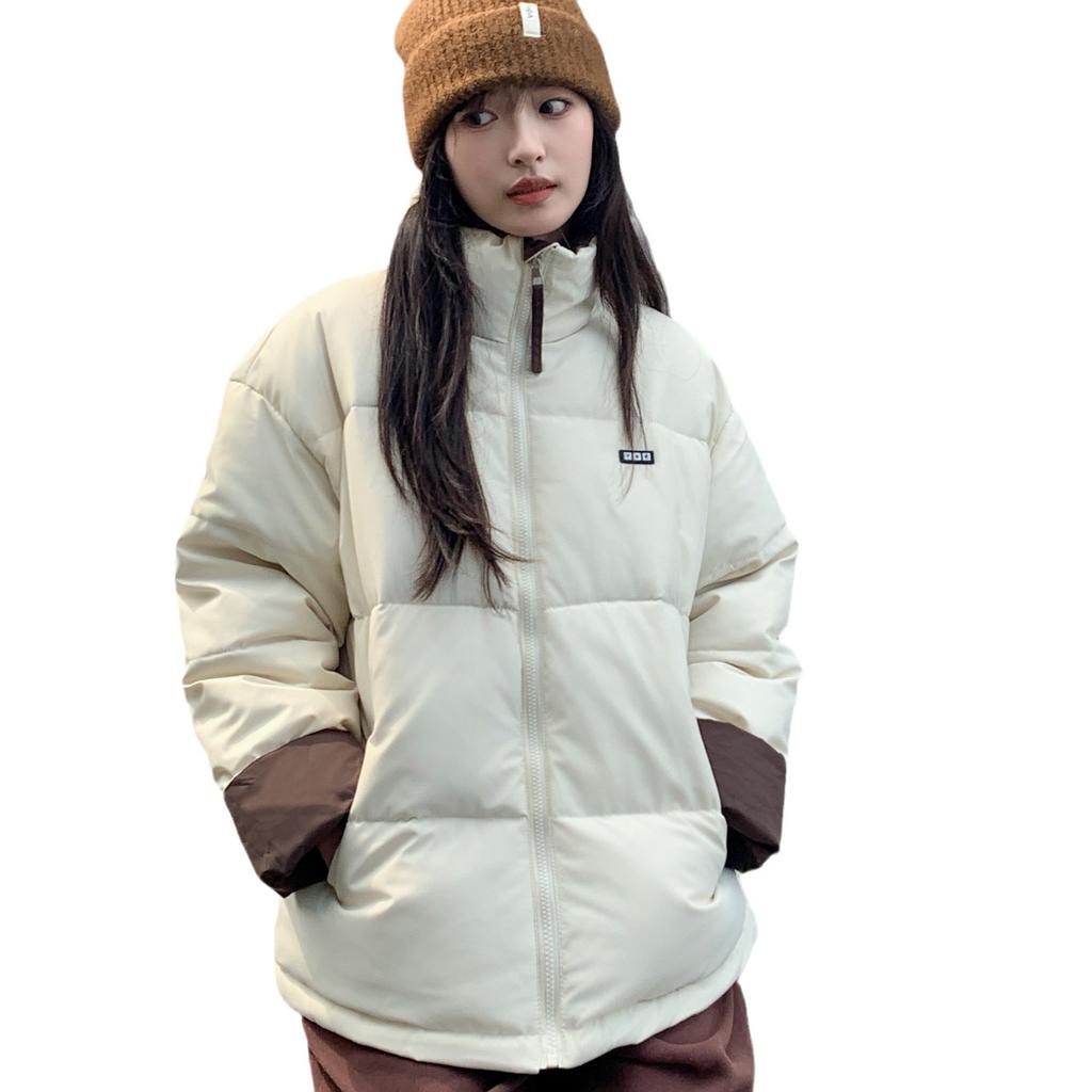 Down and cotton jacket women's winter 2025 new padded jacket Korean version student stand-up collar bread jacket thickened padded jacket