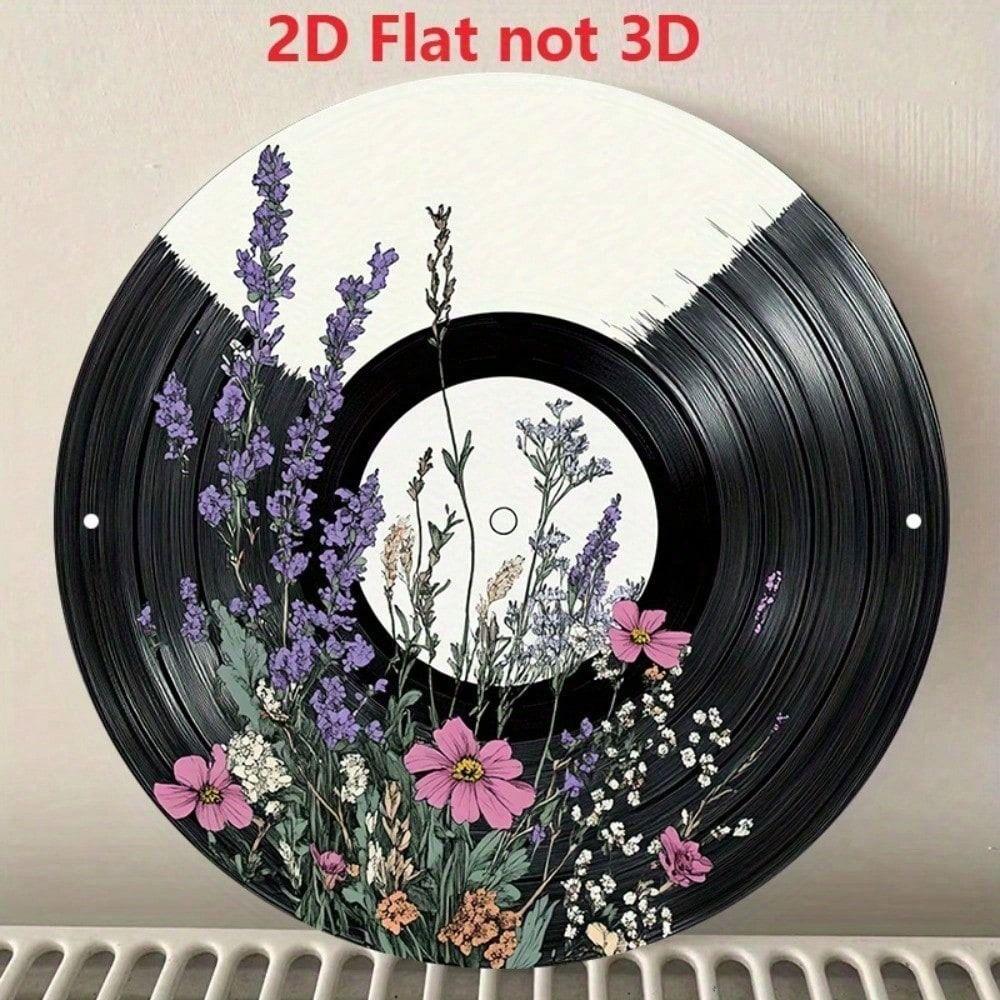 Metal Wall Art Vinyl Record Flower Poster Home Decor