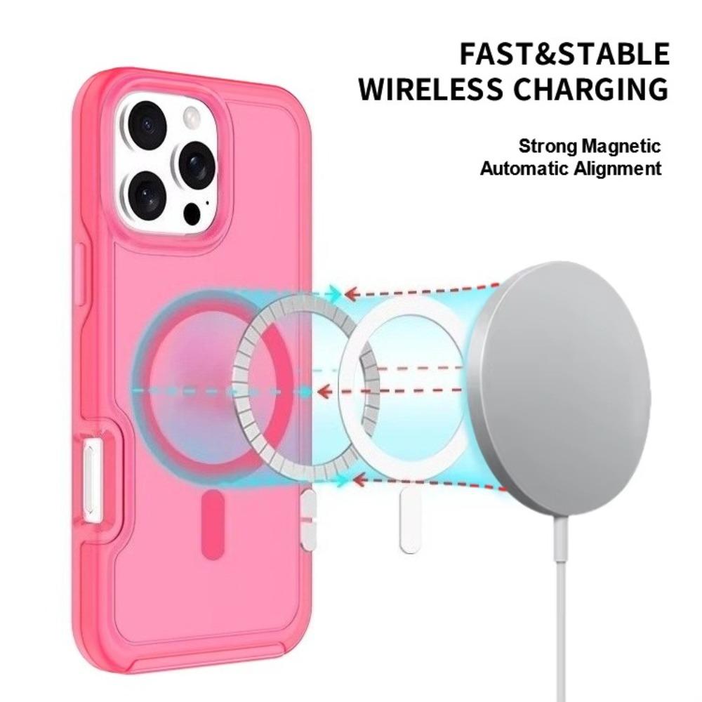 Fashion Armor Magnetic Charging Protect Cover For IPhone 17 Pro Max Air 16 15 14 Plus 13 12 Frosting Clear Anti-Drop Phone Case