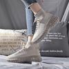 Lace Up Women's High On Platform Shoes Spring Autumn High Top Ankle Boots Aesthetic Fashion 2025 Knitted Casual Ladies Footwear