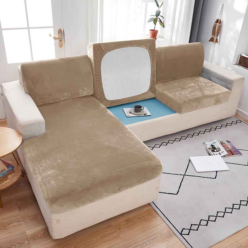 Sametový povlak na polštářek na pohovku do obývacího pokoje Elastický měkký Jednobarevný chránič na nábytek na pohovku Stretch Decor Potahy na pohovku 11 velikostí