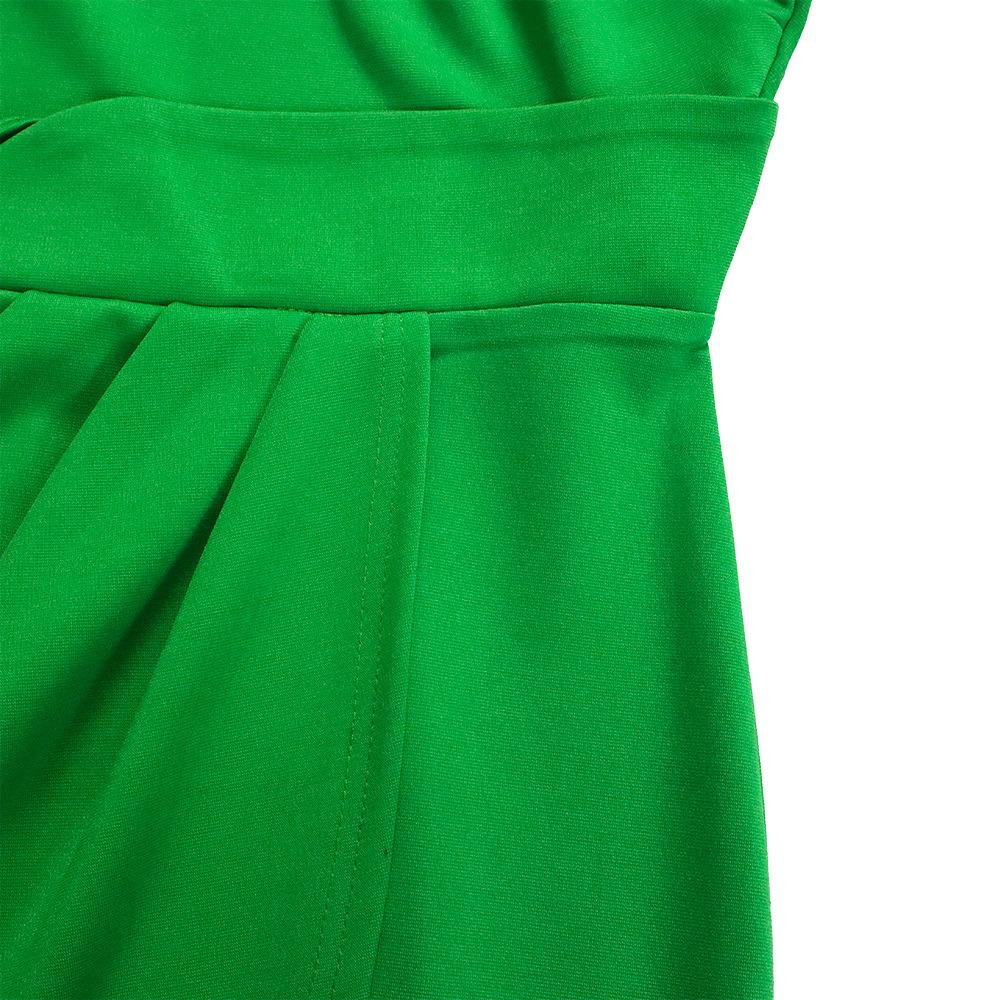 Robe plissée couleur unie pour femmes, grande taille, mode dames, élégante, une pièce, manches moyennes, col rond, avec broche