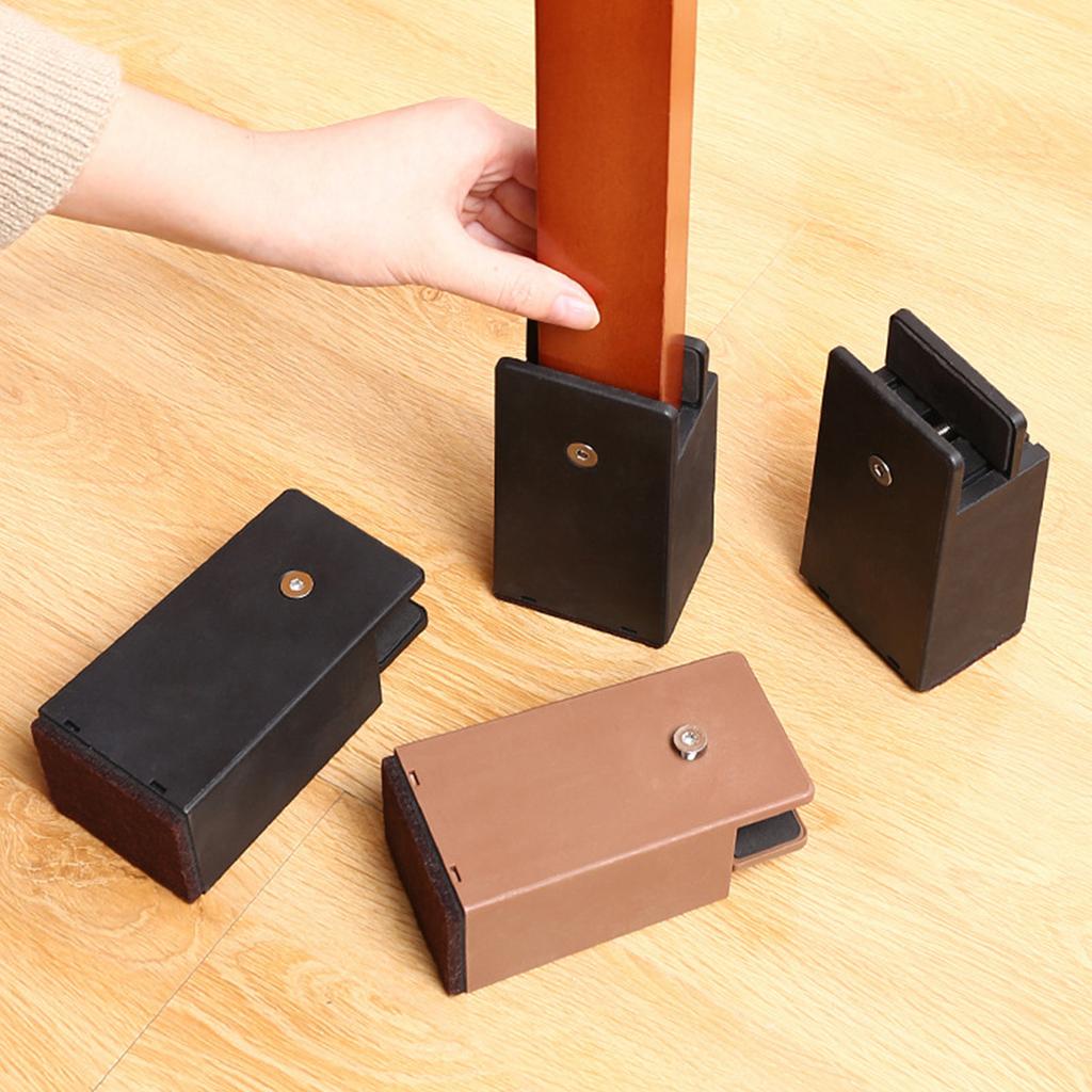 4Pcs Adjustable Furniture Chair Feet Riser with Screw Clamp Heavy Duty Chair Sofa Table Raiser Chair Foot Protection Pad
