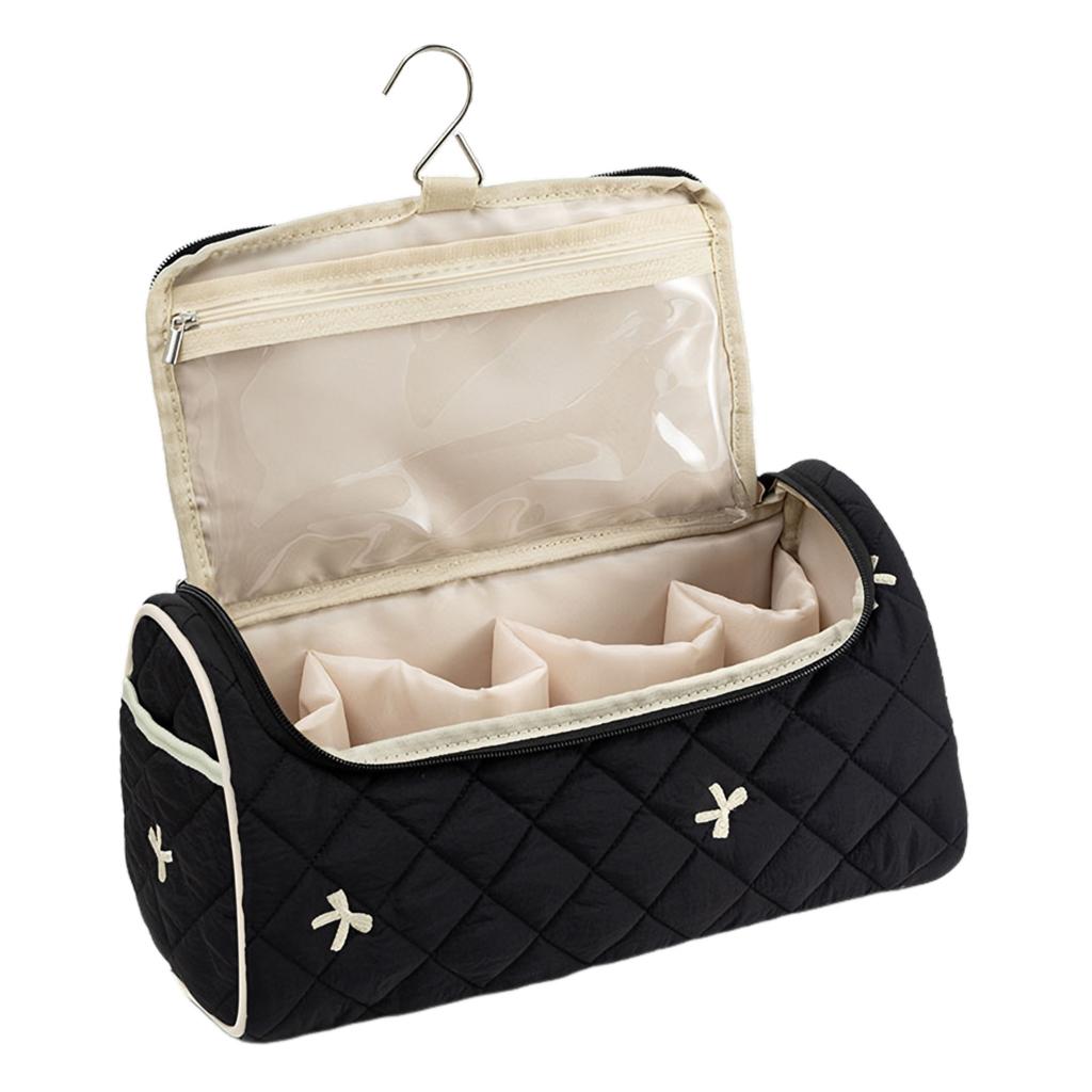 Quilted Travel Case with Hanging Hook Portable Storage Bag Large Capacity Cute Portable Storage Case for Hair Curler Accessories