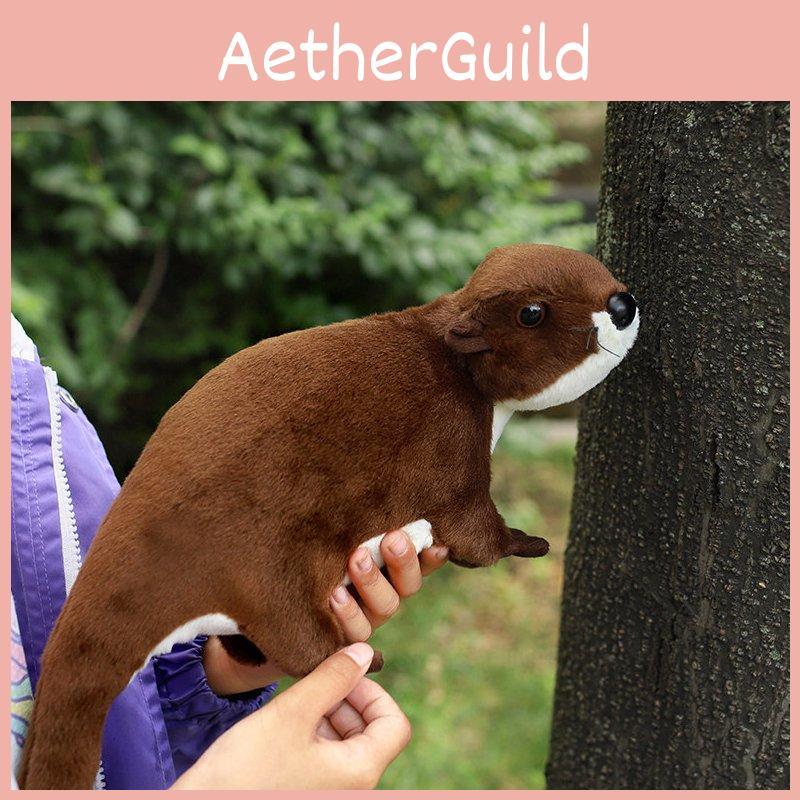 Adorable Otter Stuffed Plush Toy Realistic Long Fur Soft Animal Figure 40cm Gift