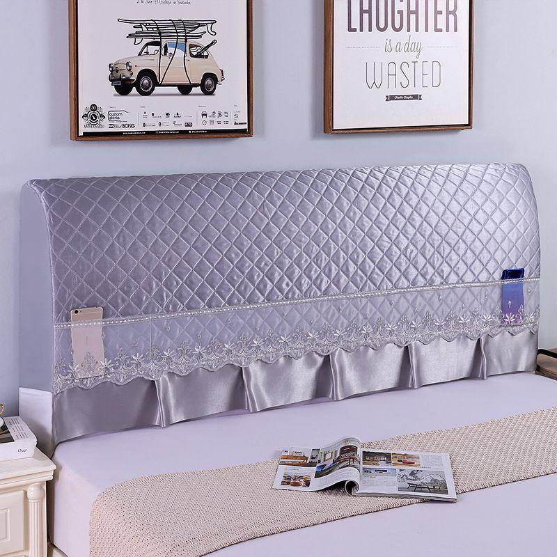 Stretchy Quilted Bed Head Cover With Lace Storage Wrinkle-resistant And All-inclusive