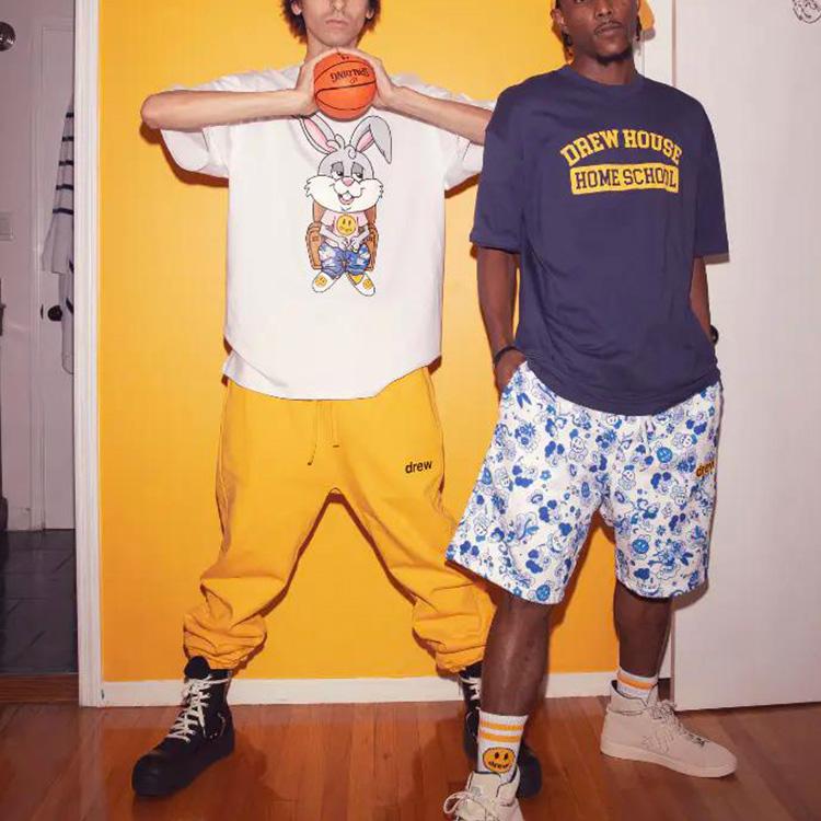 Drew House Letter Logo Series Knitted Sweatpants Unisex Yellow Moderate Cuffed Pants DR-SS20-77