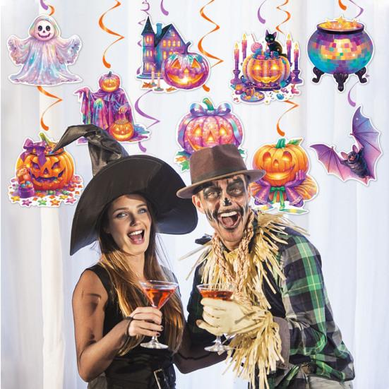 Halloween Spiralhängeetikett Festliche Atmosphäre Dekoration Realistische Muster Spiraletiketten Heimparty Dekoration