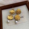 Simple Pearl Fringed Stud Earrings Metal Shell Temperament Elegant Shell Earrings Popular Earrings