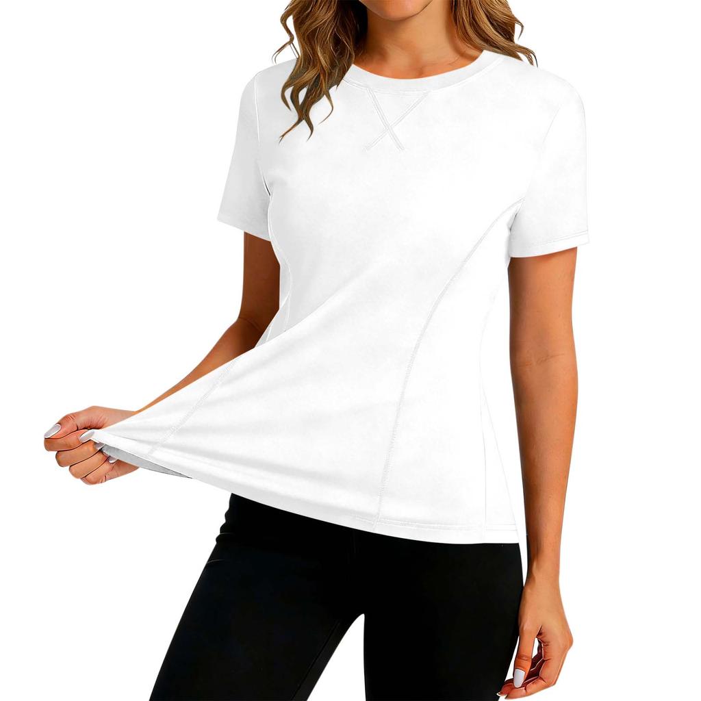 Womens Short Sleeve Athletic Top Moisture Wicking Quick Dry Performance T Shirt Lightweight Stretchy Gym Tee Workout Shirt