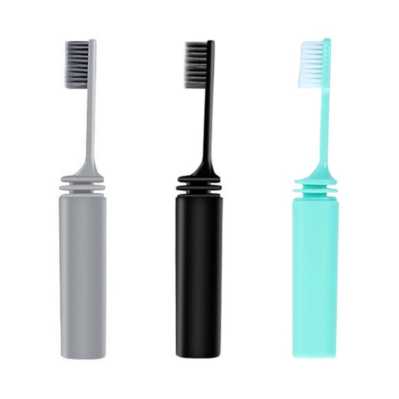 Foldable Travel Toothbrush,Portable Toothbrush Built in Cover,Folding Toothbrushes for Hiking,Camping,Traveling