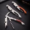 Red Wine Opener Labor-saving Wine Cork Remover Stainless-Steel Corkscrew with Wooden Handle for Kitchen Bar