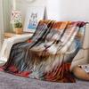 Maple Leaf Cat  Print Flannel Blanket, High quality Comfortable for All Seasons, Home Decor, Warmth and Comfort