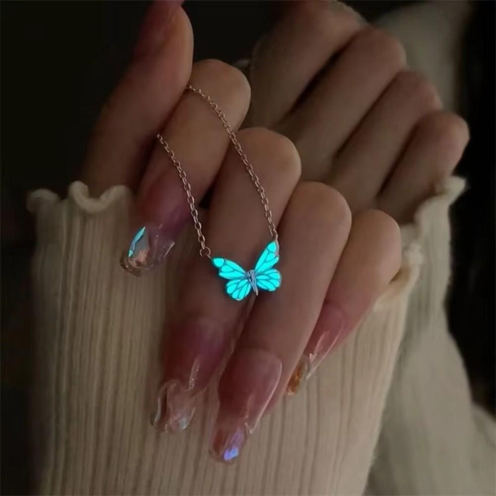 Elegant Butterfly Necklace Luminous Women Jewelry Cute Forest Necklace Bracelet  Gift