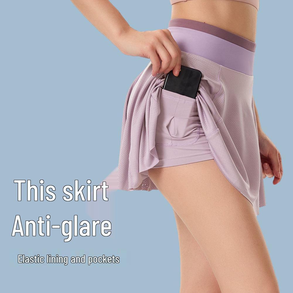 Lulu Sports Women's High Waist Pleated Yoga Skirt with Built-in Quick-Dry Shorts