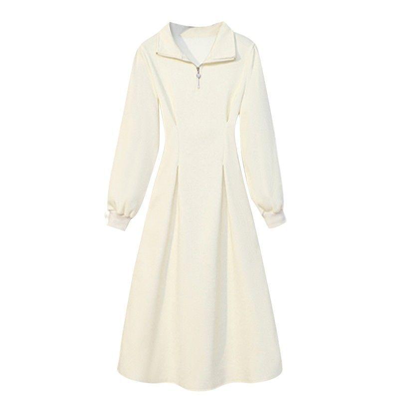 Women's Plus Size Waist-Slimming Waffle Dress, Long Sleeve for Autumn/Winter