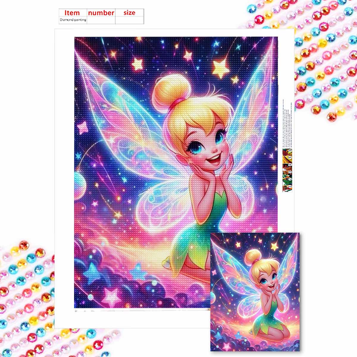 

Полная круглая алмазная живопись Крылья радуги эльфа Искусство Стразы Картина Мозаика Сделай сам 5D Вышивка крестом Домашнее украшение Round 20x30cm