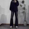 Black micro-pull jeans men's autumn thin straight ruffian handsome high-end pants American retro high street trousers