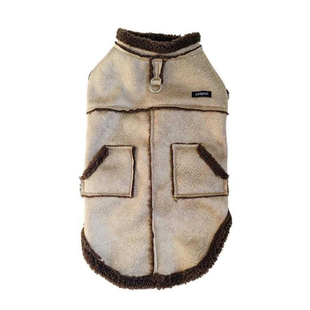 

Sleeveless Thicken Dog Coat Warm Velvet Dog Clothing Fashion Dog Winter Waistcoat Daily Use M бежевий
