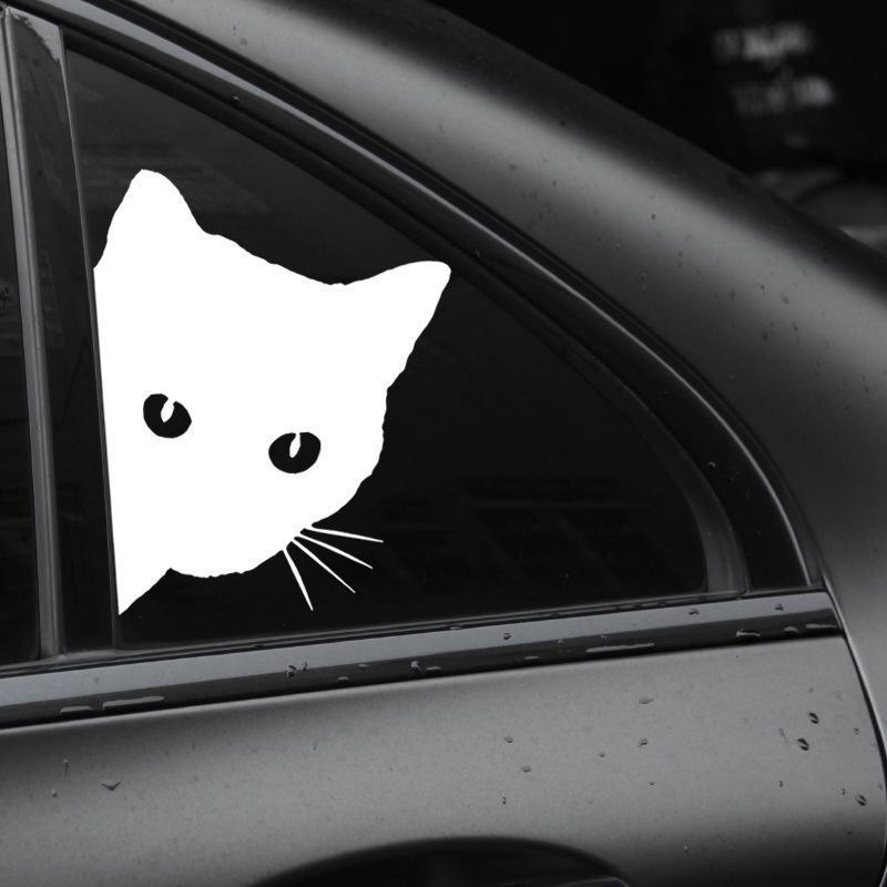 Cute Cartoon Black Cat Peeking Car Sticker - Waterproof, for Cars/Electric Motorcycles/Laptops, Fun Kitty Decal, Adorable Vehicl