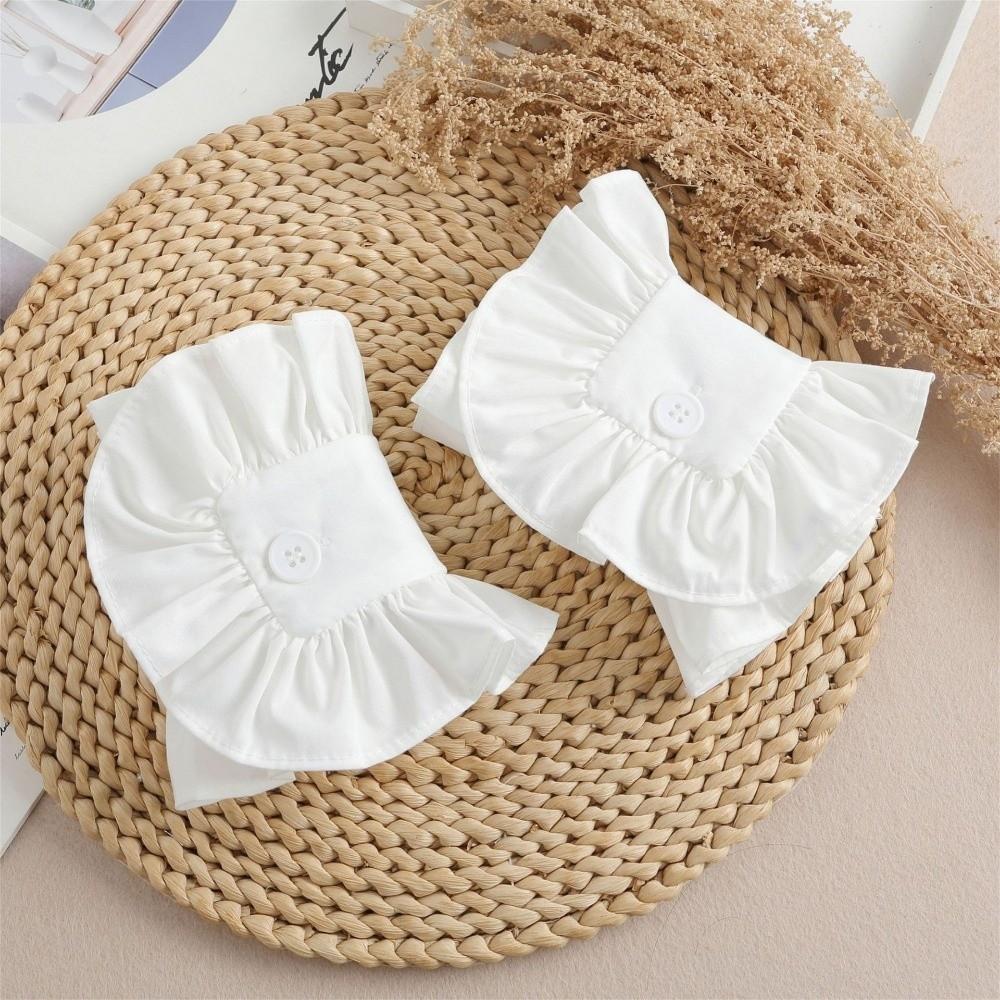 Trendy Ruffle Clothing Cuffs Detachable with Buttons Decorative Sleeves Cuff Extension for Female Teens