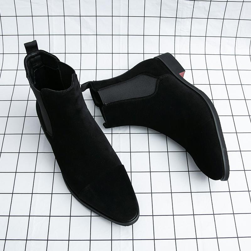 Men Brown Chelsea Motorcycle Boots Casual Outdoor Black Formal Business High Boots Large Size