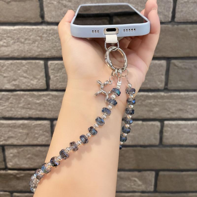 1 Piece Hand-Beaded Wrist Chain Mobile Phone Lanyard High-End Luxury Short Water Drop  Hanging Chain Hand-Held Pendant