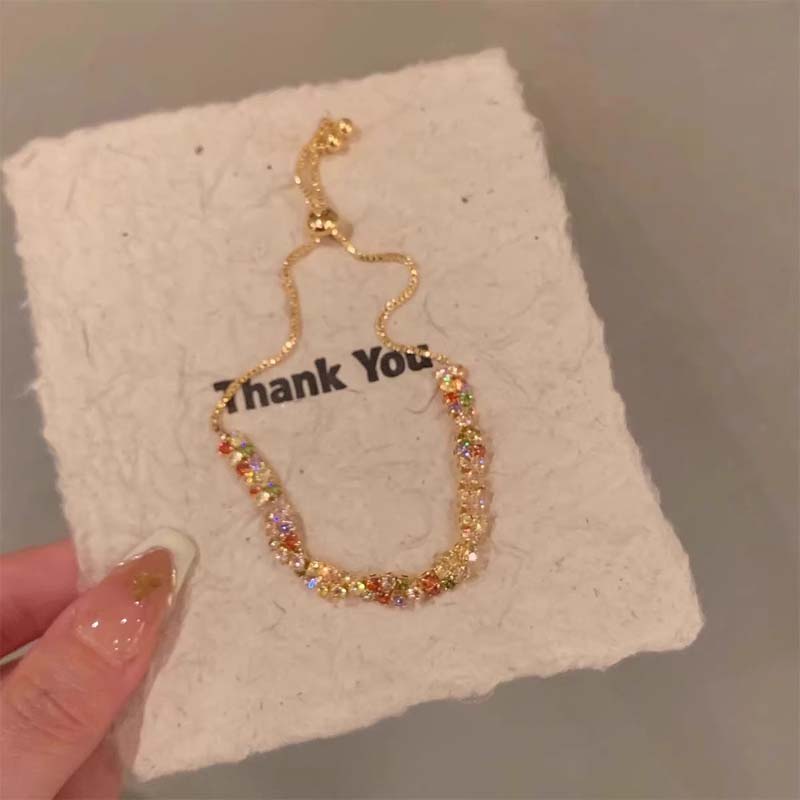 Fashion Colorful Crystal Zircon Bracelet for Women Girls Luxury Adjustable Opening Bracelet Bangle Wedding Charm Jewelry Gifts
