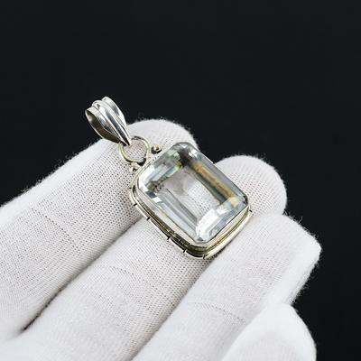 White Topaz Handcrafted 925 Sterling SIlver Pendant Small Pendant White Topaz Gemstone Silver Pendant For Gifts